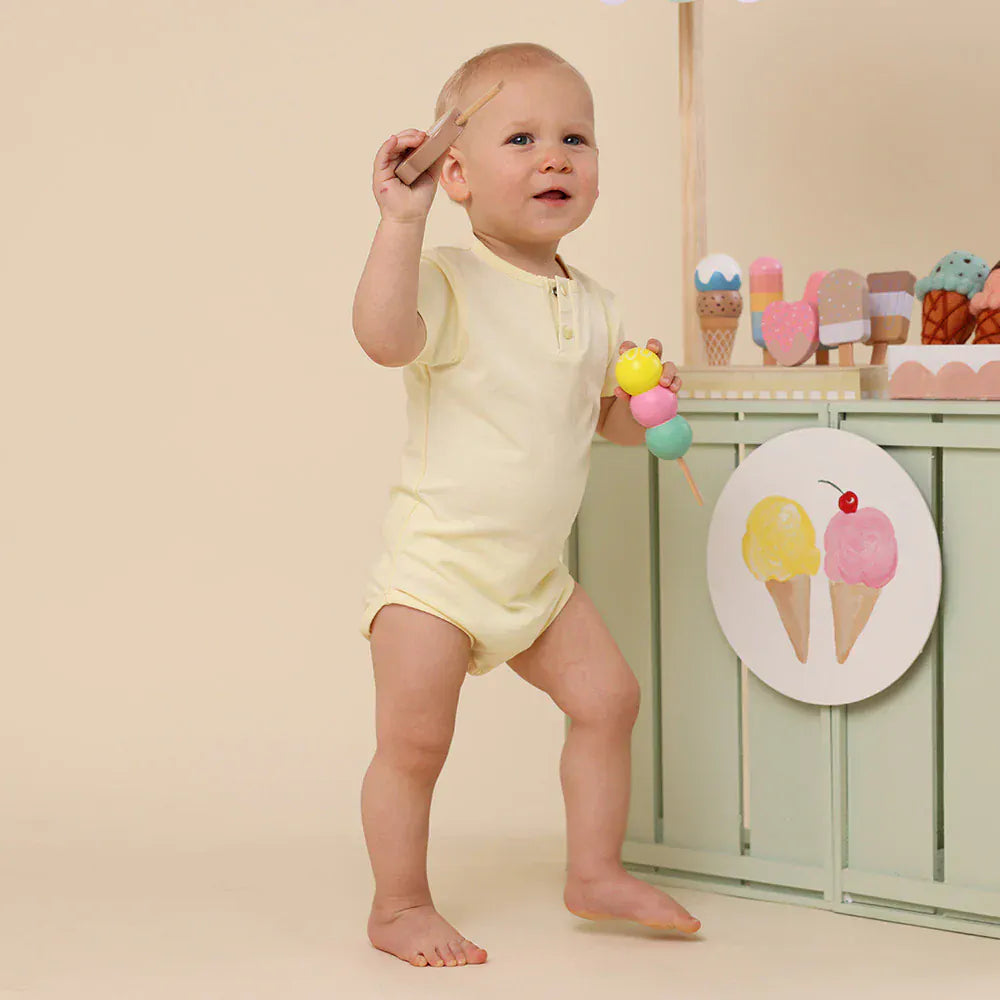 Snuggle Hunny Kids Girls Onesie Lemon Sorbet Short Sleeve Organic Bodysuit