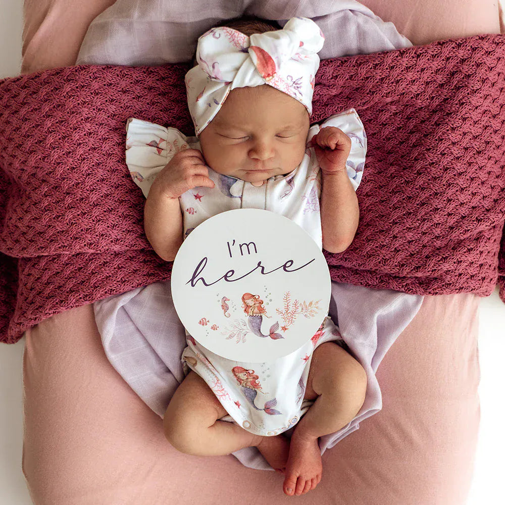 Snuggle Hunny Kids Girls Onesie Mermaid Short Sleeve Organic Bodysuit with Frill