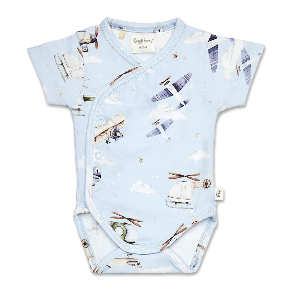 Snuggle Hunny Kids Girls Onesie Taking Flight Short Sleeve Organic Kimono Bodysuit