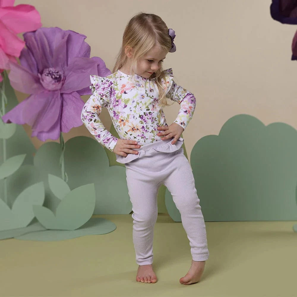 Snuggle Hunny Kids Girls Pants Lavender Organic Pants with Frill