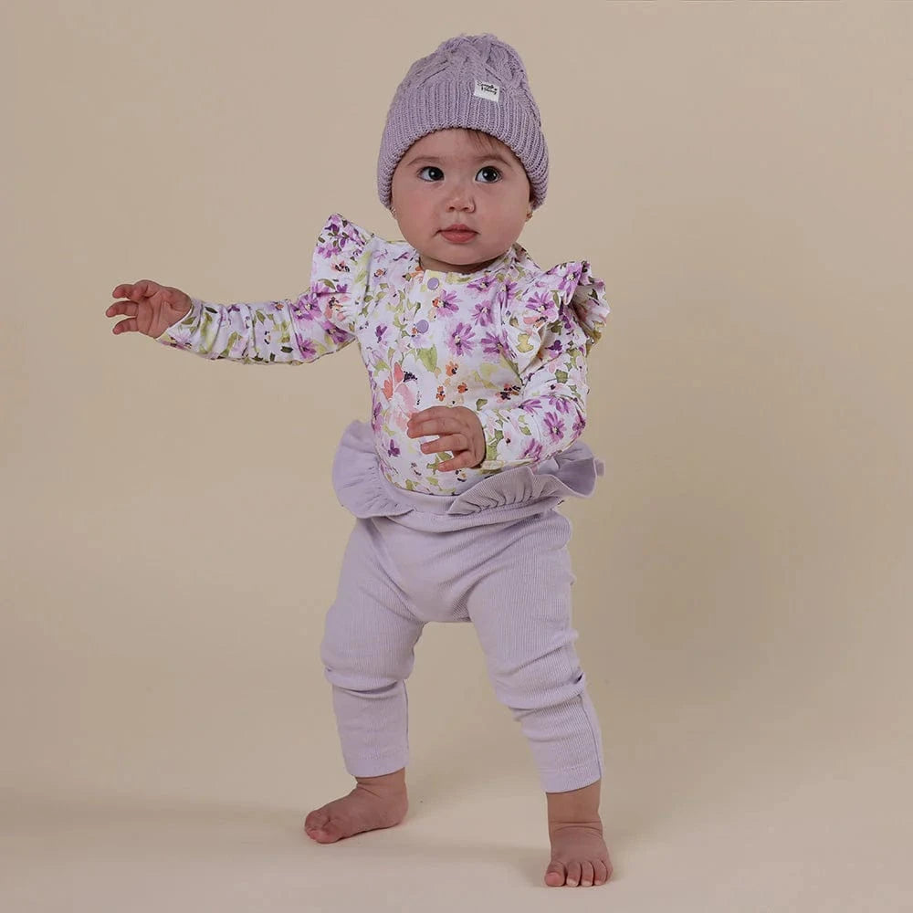 Snuggle Hunny Kids Girls Pants Lavender Organic Pants with Frill