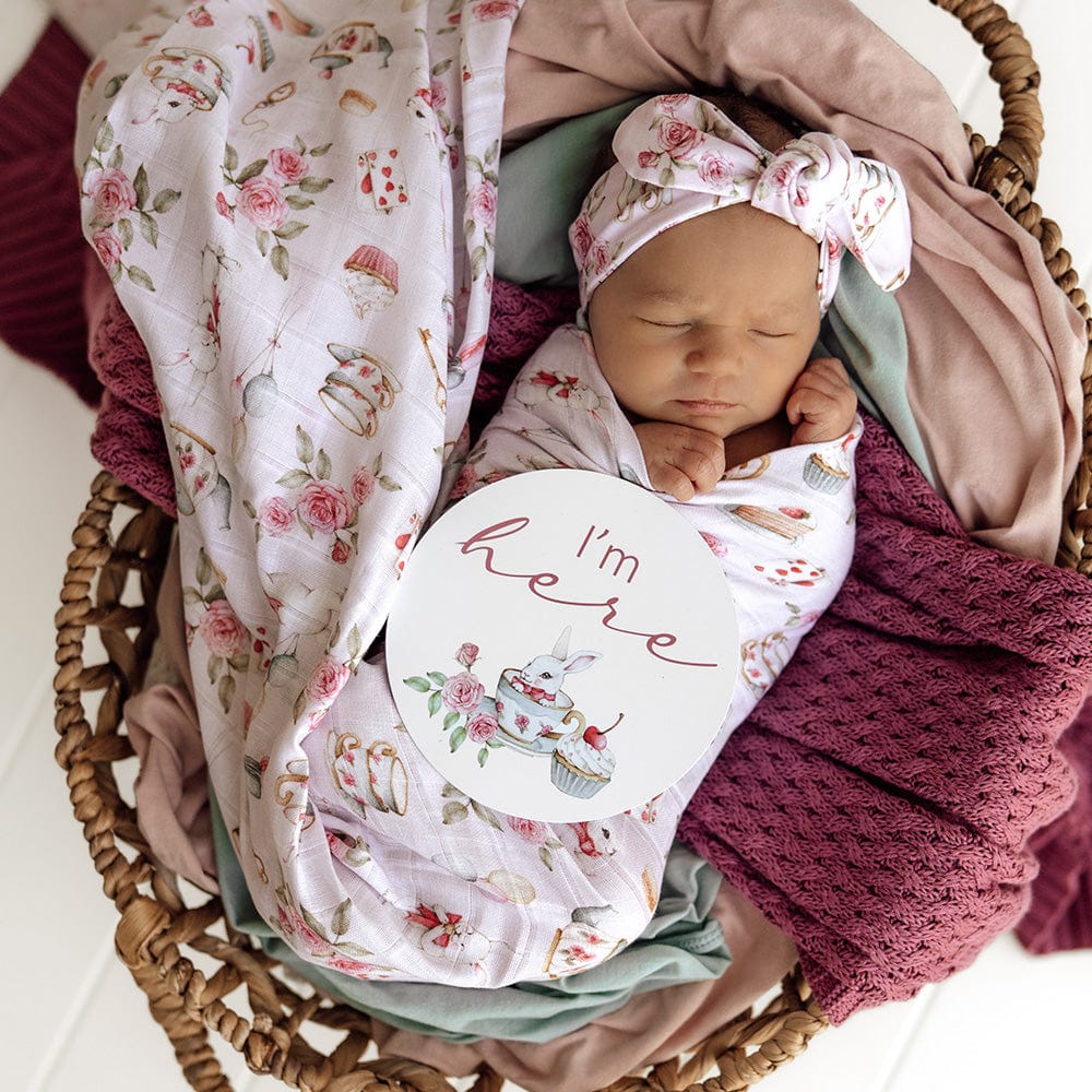 Snuggle Hunny Kids Linen Sheets Alice's Tea Party Organic Muslin Wrap
