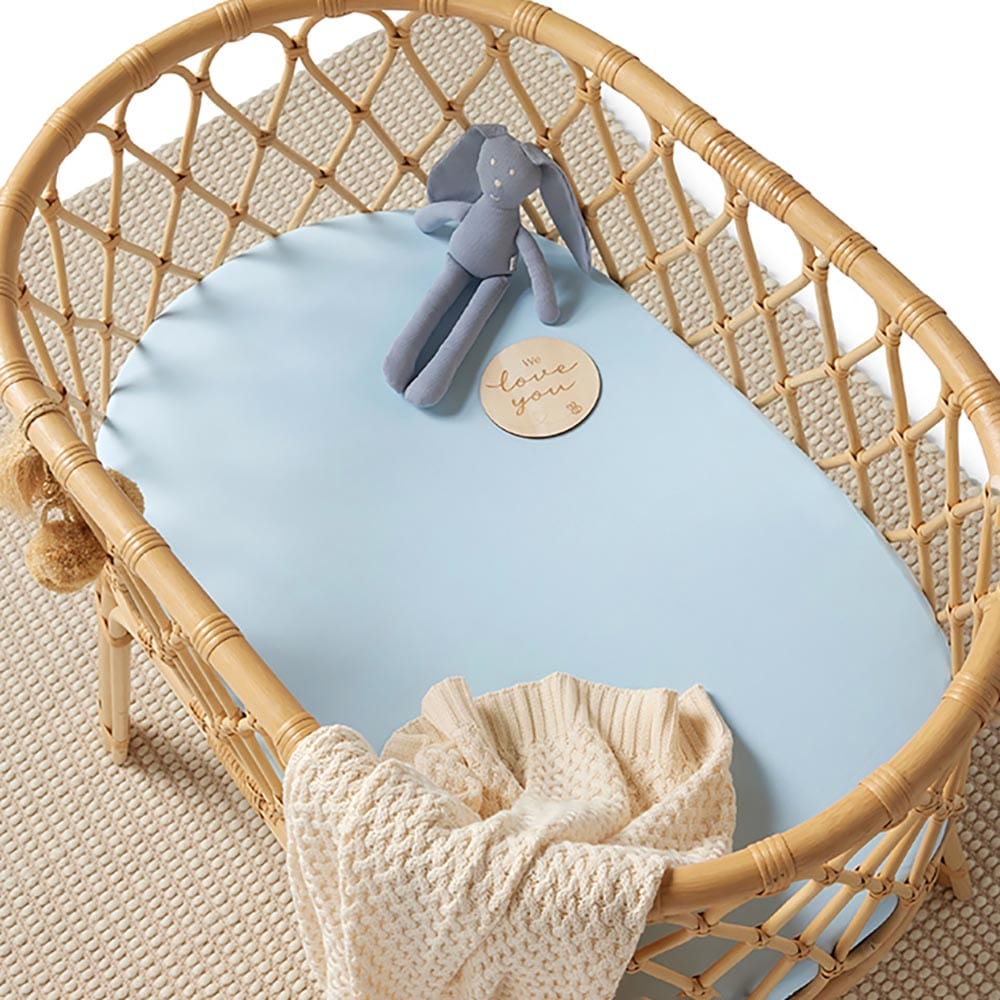 Snuggle Hunny Kids Linen Sheets Baby Blue Organic Bassinet Sheet / Change Pad Cover