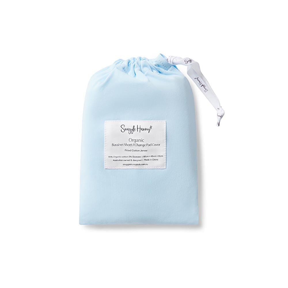 Snuggle Hunny Kids Linen Sheets Baby Blue Organic Bassinet Sheet / Change Pad Cover