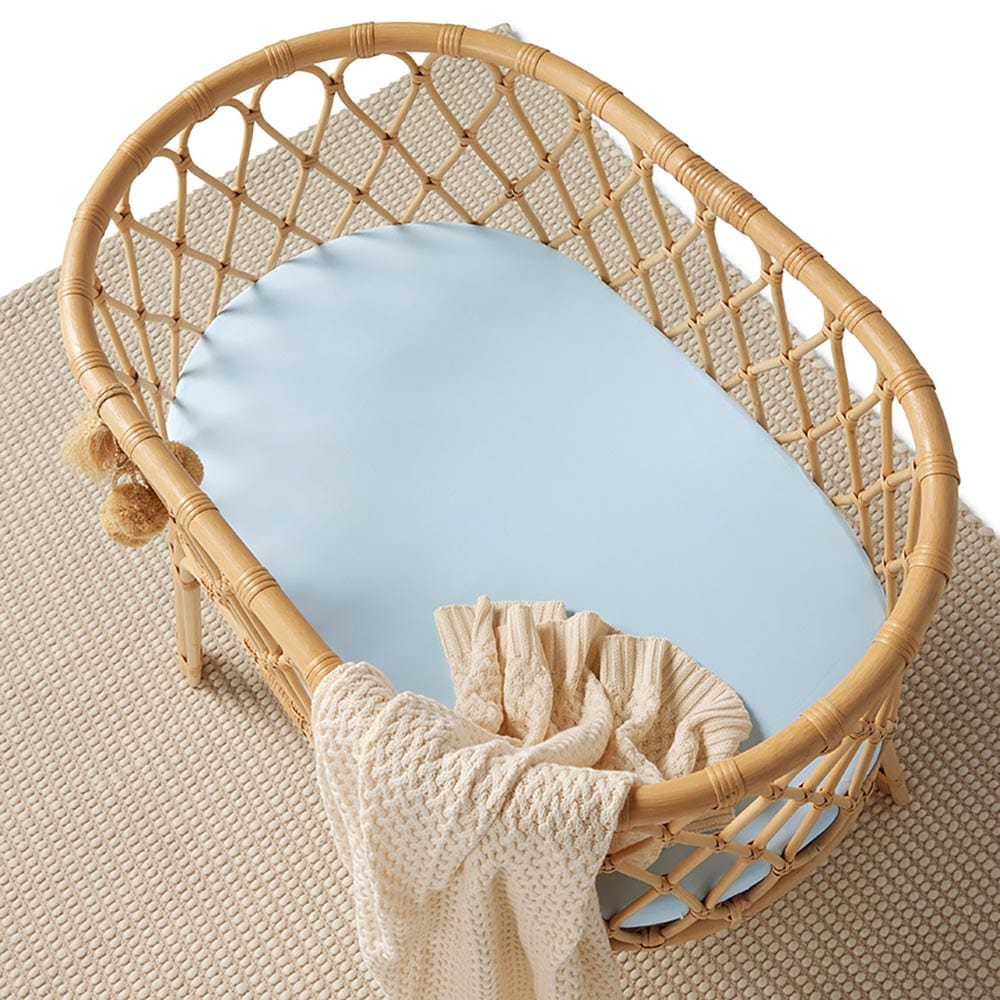 Snuggle Hunny Kids Linen Sheets Baby Blue Organic Bassinet Sheet / Change Pad Cover