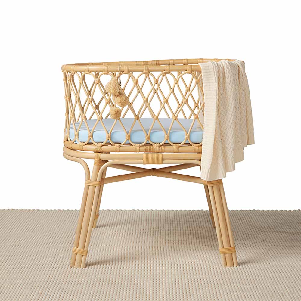 Snuggle Hunny Kids Linen Sheets Baby Blue Organic Bassinet Sheet / Change Pad Cover
