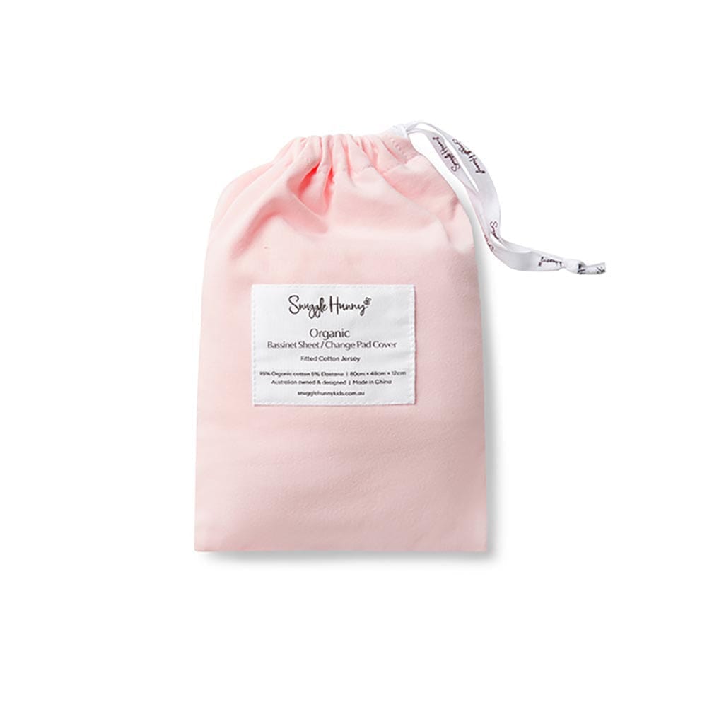 Snuggle Hunny Kids Linen Sheets Baby Pink Organic Bassinet Sheet / Change Pad Cover