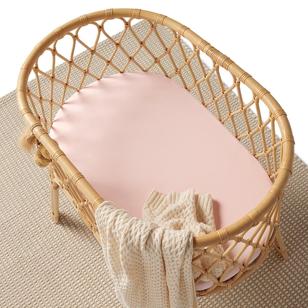 Snuggle Hunny Kids Linen Sheets Baby Pink Organic Bassinet Sheet / Change Pad Cover