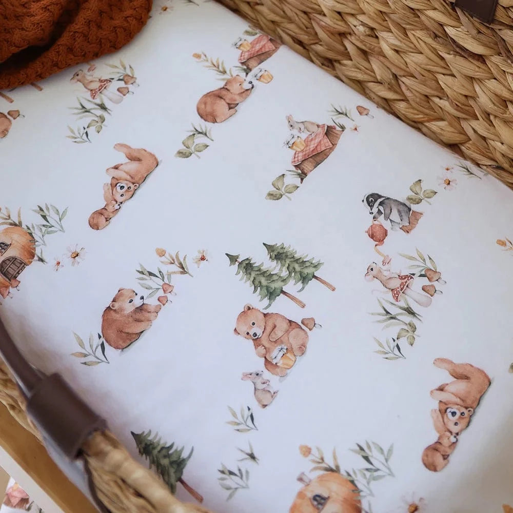 Snuggle Hunny Kids Linen Sheets Bears Organic Bassinet Sheet / Change Pad Cover