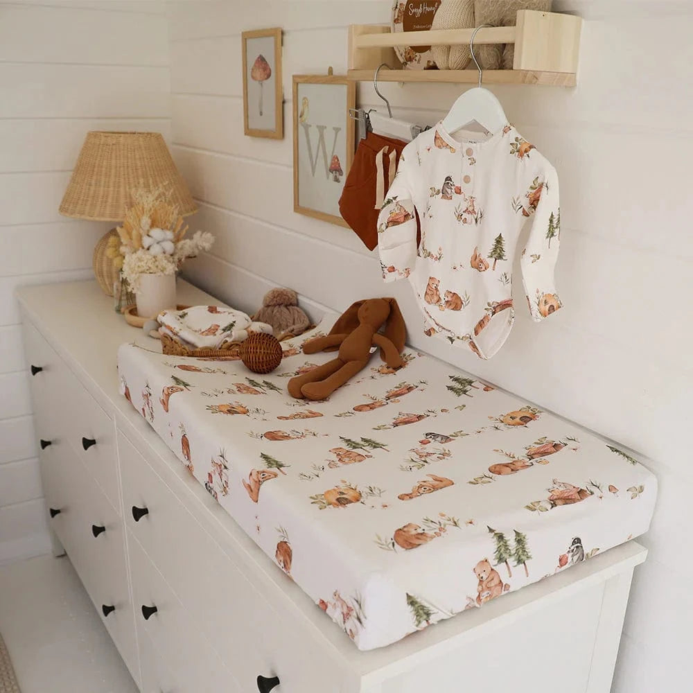 Snuggle Hunny Kids Linen Sheets Bears Organic Bassinet Sheet / Change Pad Cover
