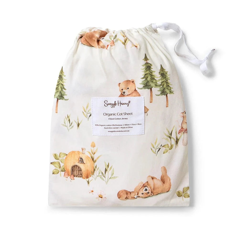 Snuggle Hunny Kids Linen Sheets Bears Organic Fitted Cot Sheet