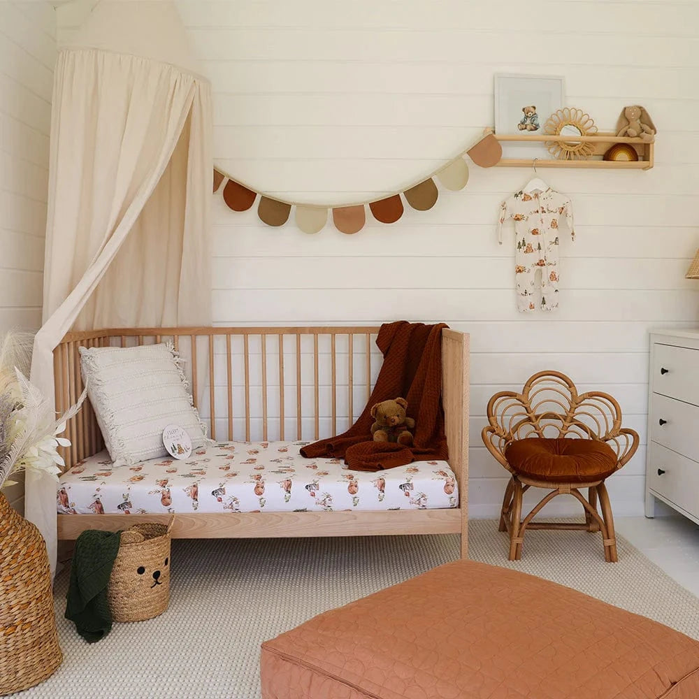Snuggle Hunny Kids Linen Sheets Bears Organic Fitted Cot Sheet