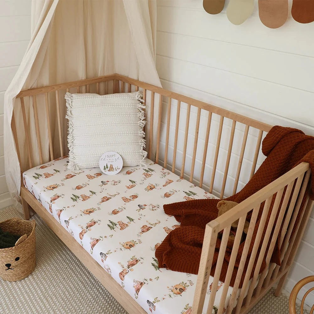 Snuggle Hunny Kids Linen Sheets Bears Organic Fitted Cot Sheet