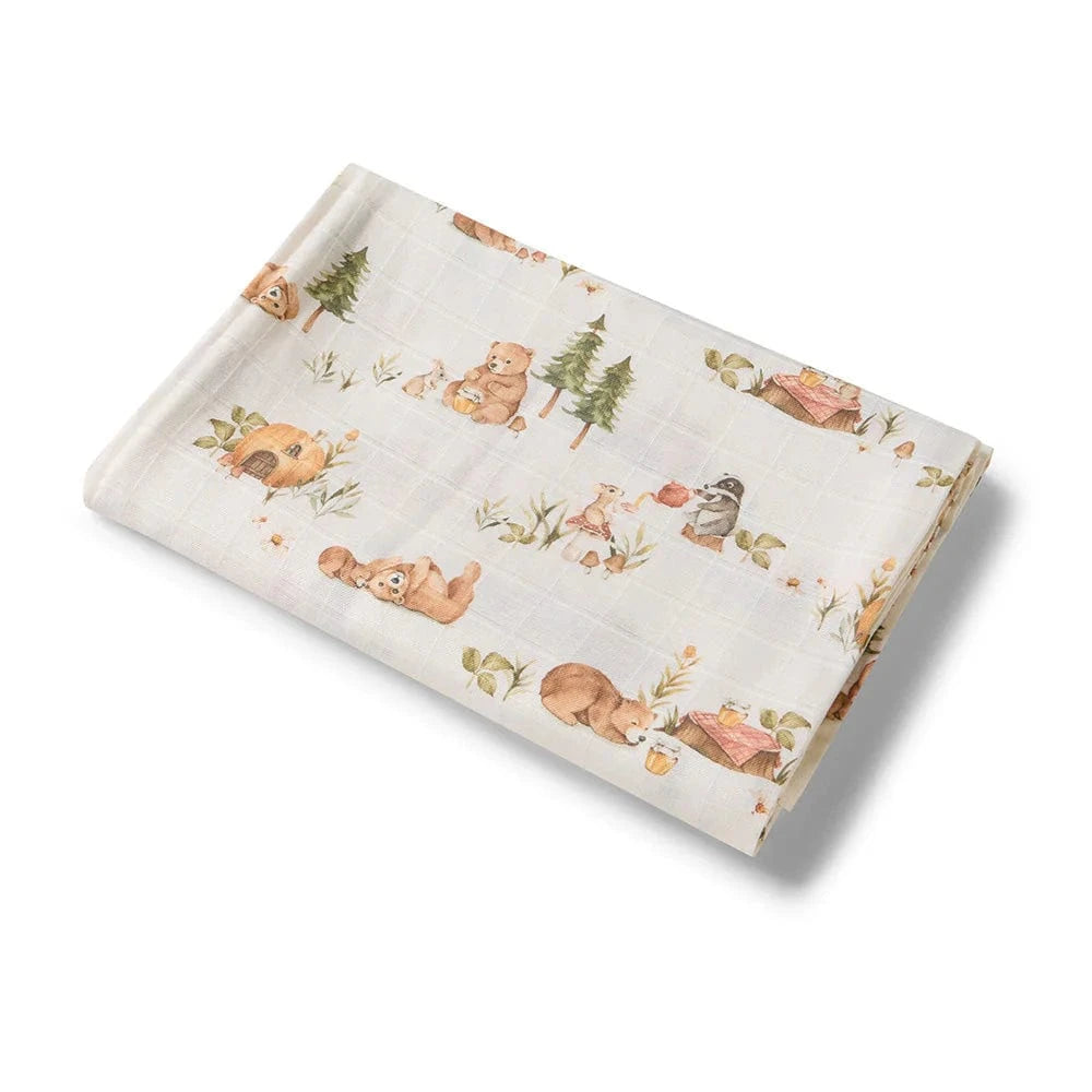 Snuggle Hunny Kids Linen Sheets Bears Organic Muslin Wrap