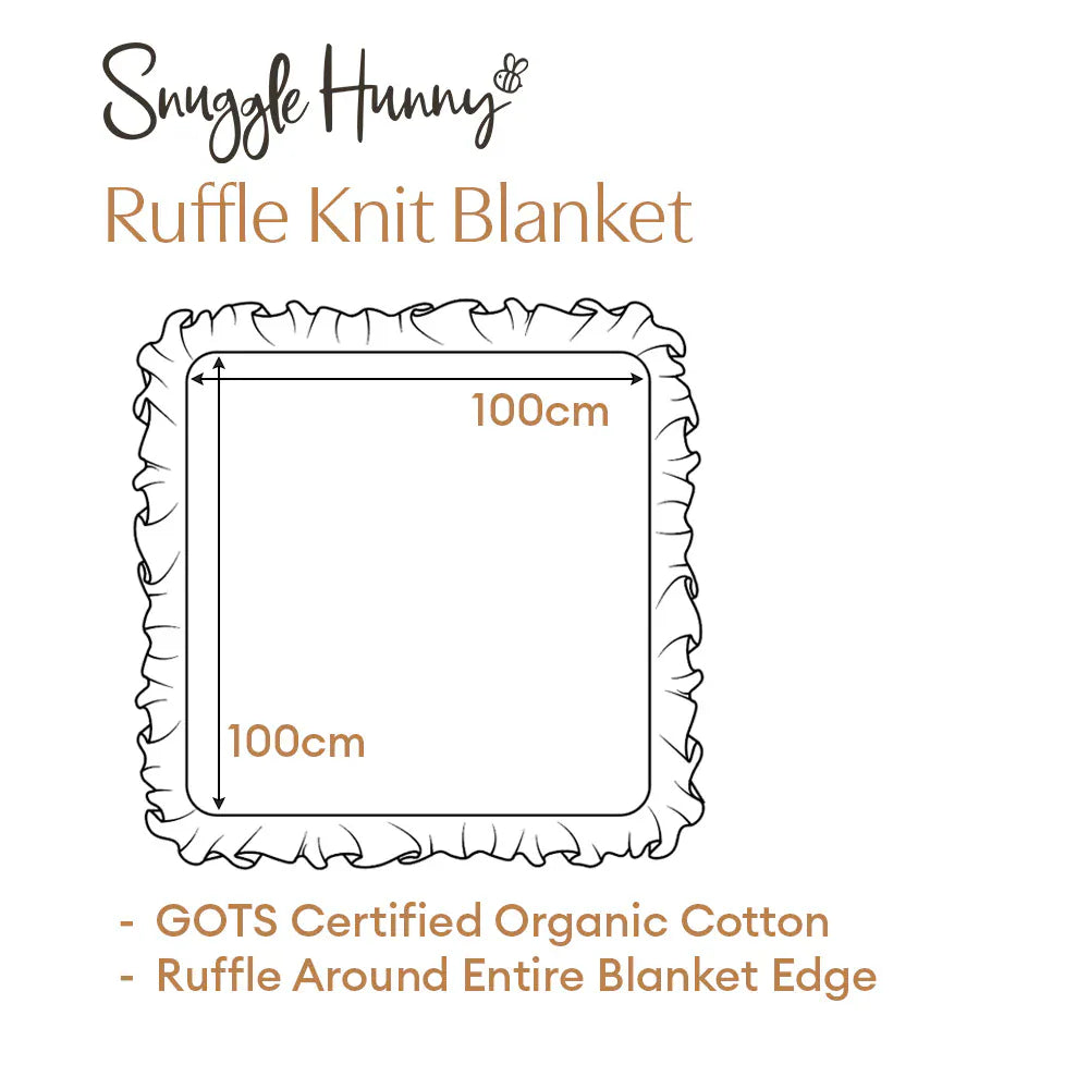 Snuggle Hunny Kids Linen Sheets Blush Pink Ruffle Knit Organic Baby Blanket