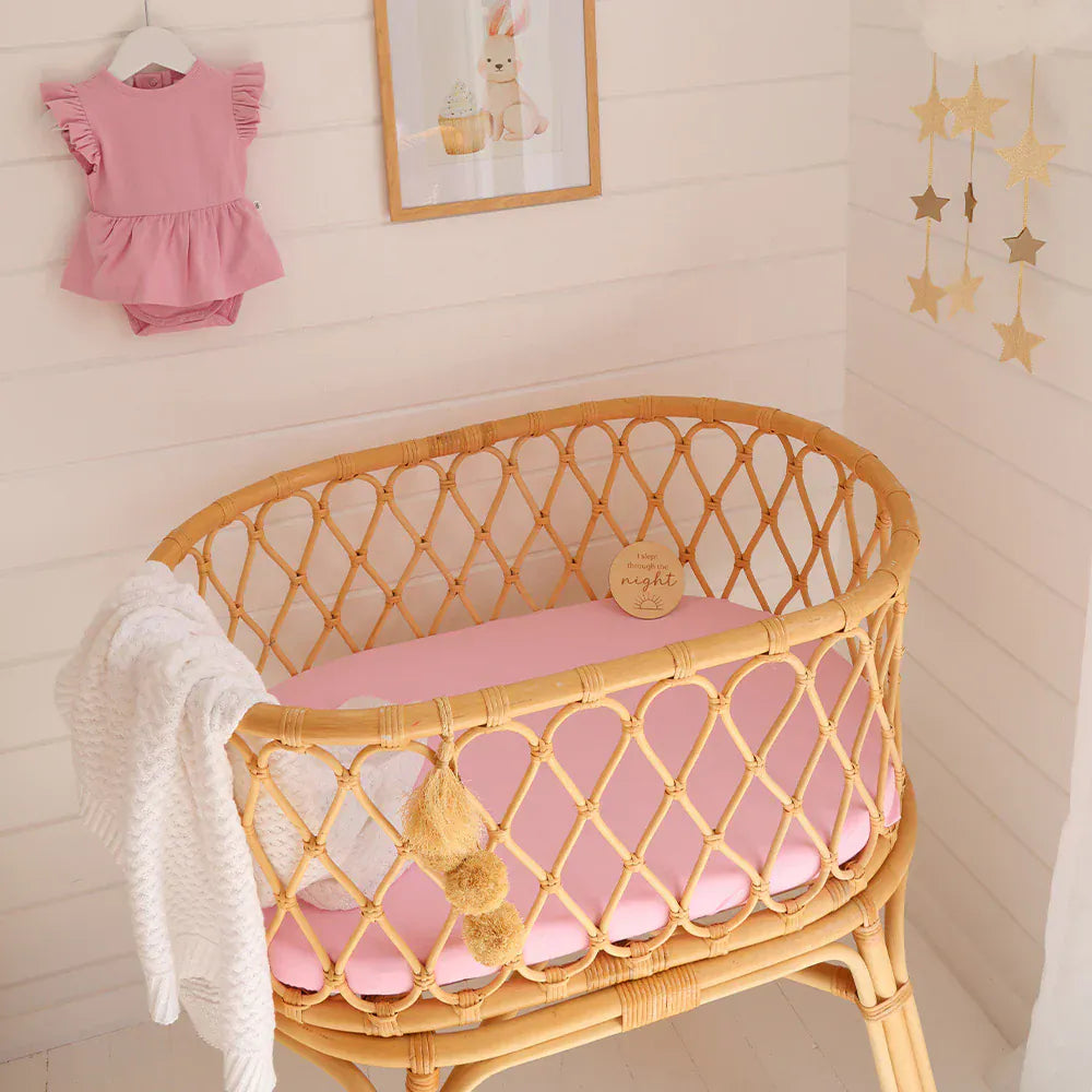 Snuggle Hunny Kids Linen Sheets Bubblegum Organic Bassinet Sheet / Change Pad Cover