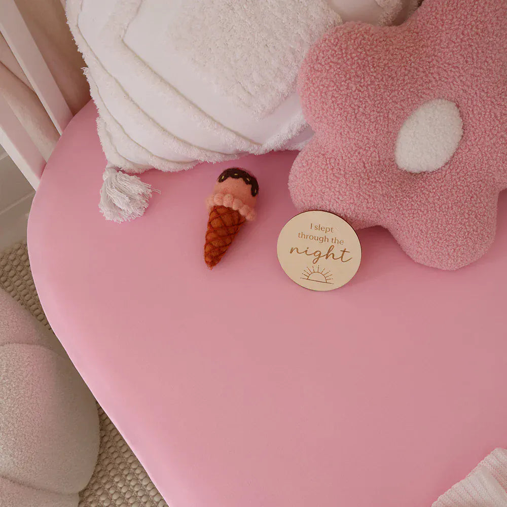 Snuggle Hunny Kids Linen Sheets Bubblegum Organic Fitted Cot Sheet