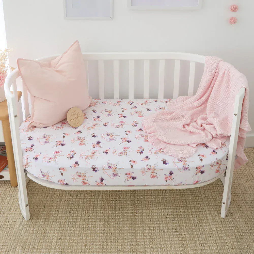 Snuggle Hunny Kids Linen Sheets Carousel Organic Fitted Cot Sheet