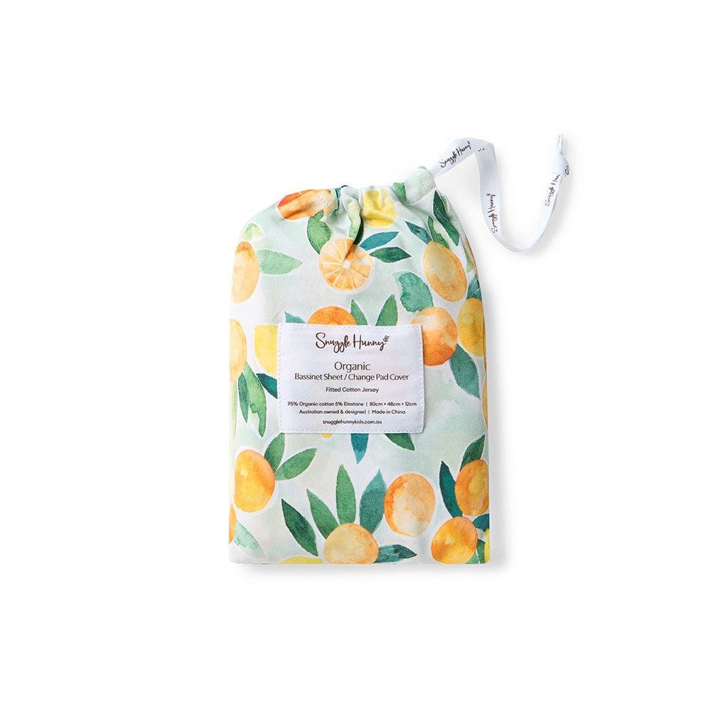 Snuggle Hunny Kids Linen Sheets Citrus Squeeze Organic Bassinet Sheet / Change Pad Cover