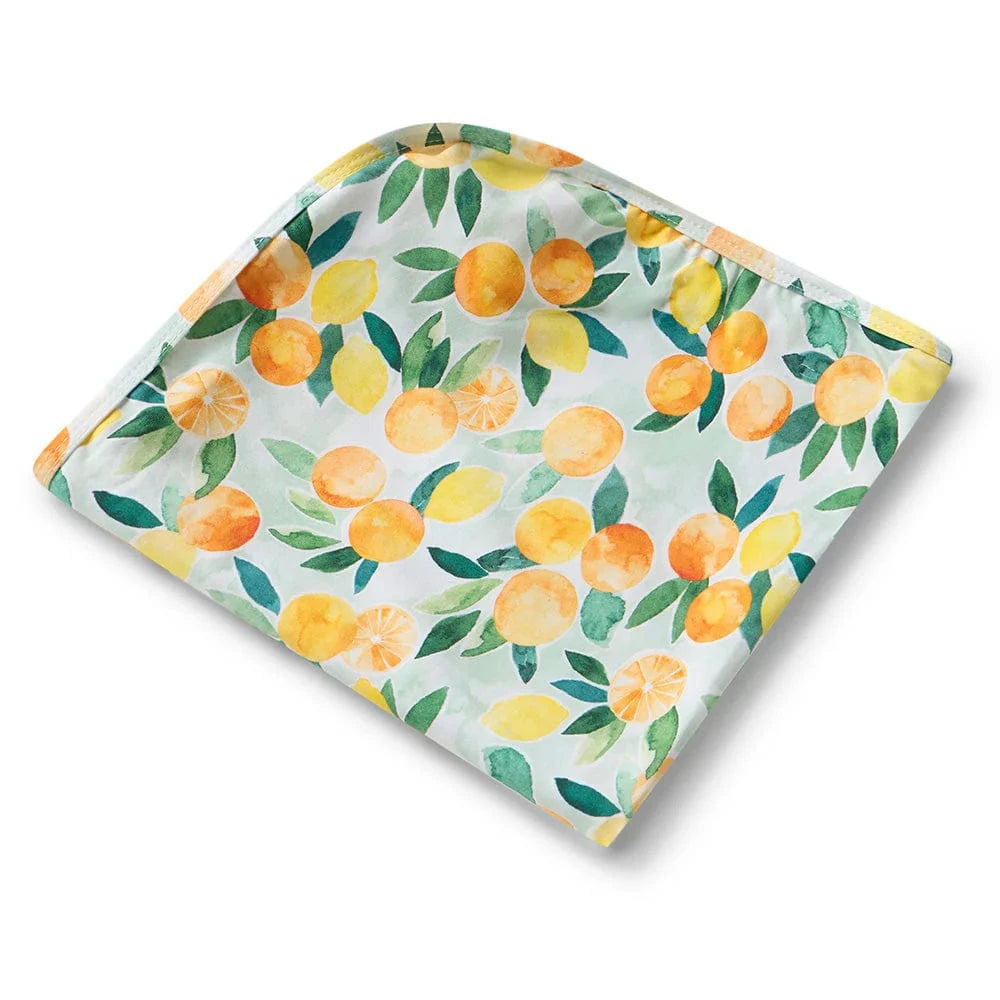 Snuggle Hunny Kids Linen Sheets Citrus Squeeze Organic Jersey Wrap & Beanie Set