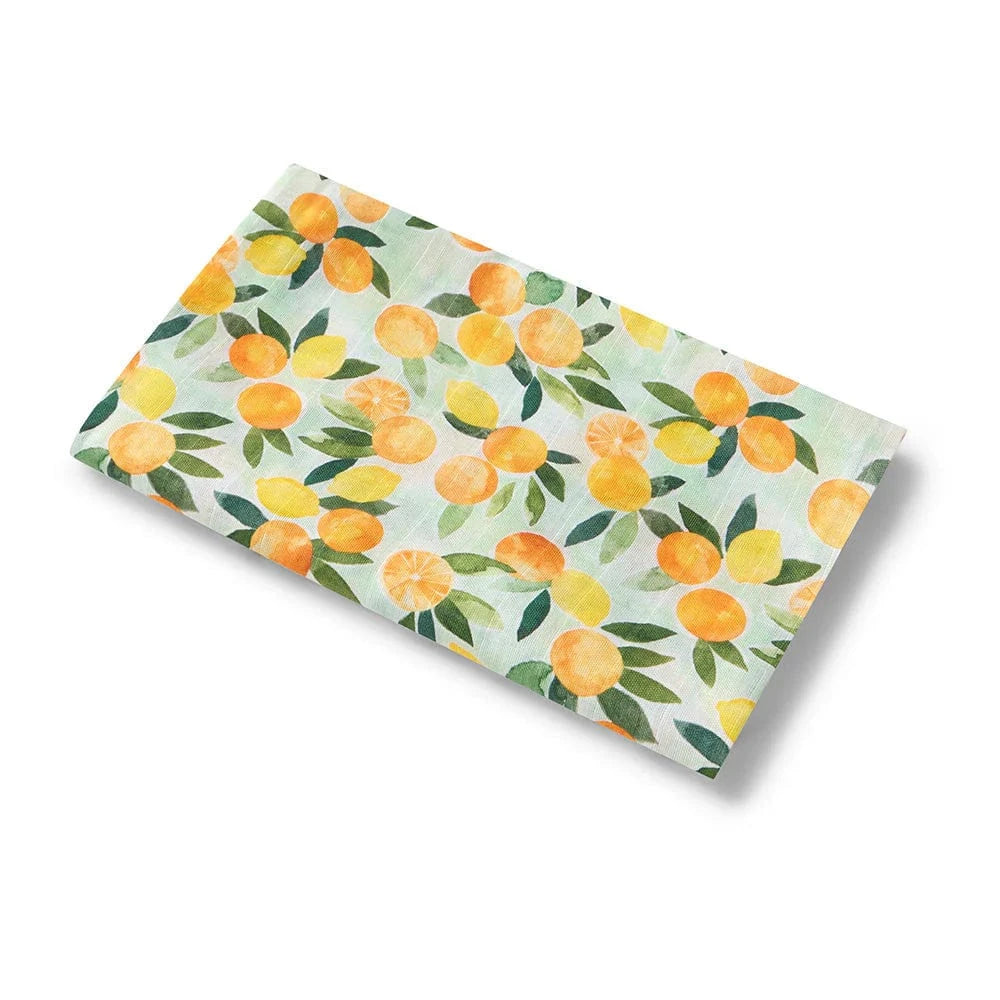 Snuggle Hunny Kids Linen Sheets Citrus Squeeze Organic Muslin Wrap