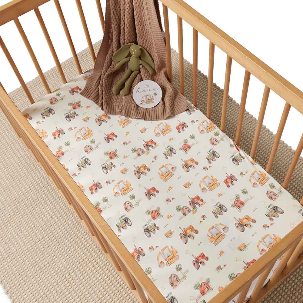 Snuggle Hunny Kids Linen Sheets Diggers Organic Fitted Cot Sheet