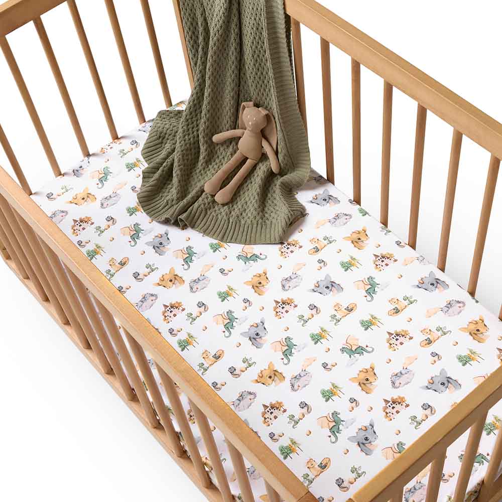 Snuggle Hunny Kids Linen Sheets Dragon Organic Fitted Cot Sheet