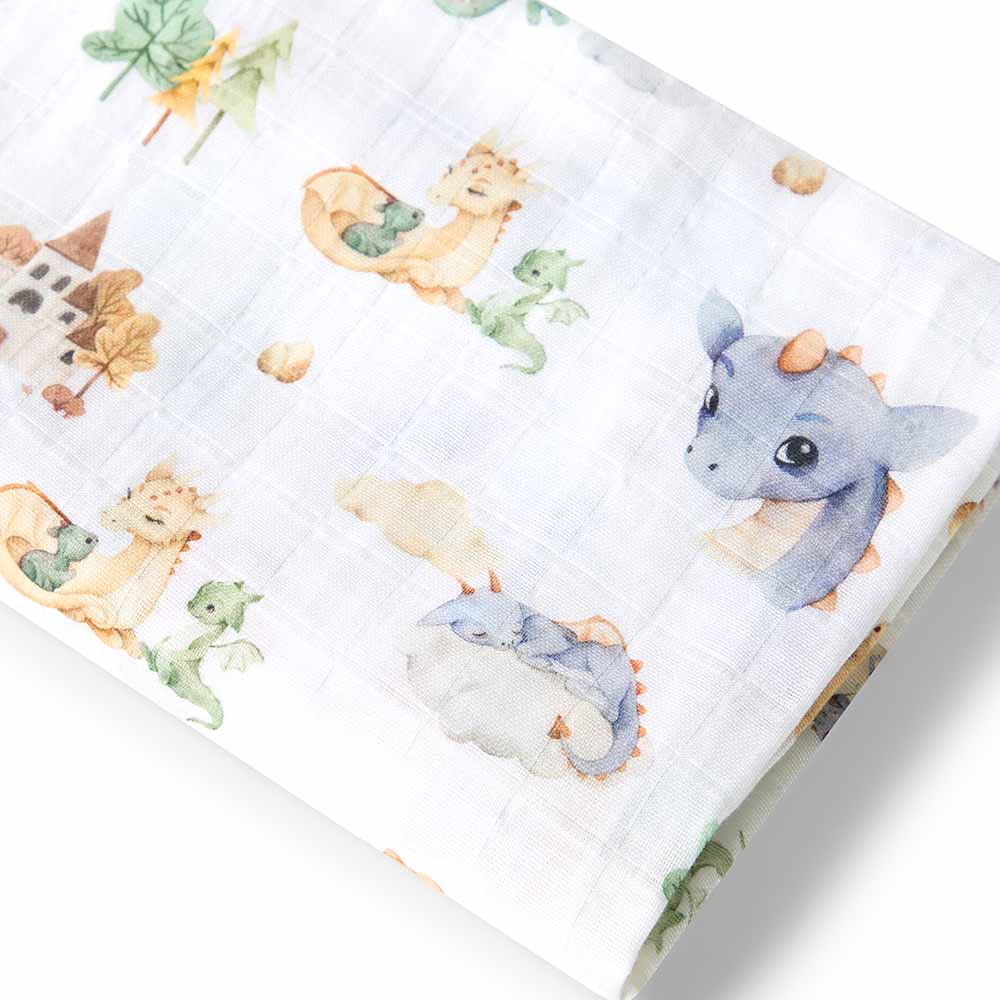 Snuggle Hunny Kids Linen Sheets Dragon Organic Muslin Wrap