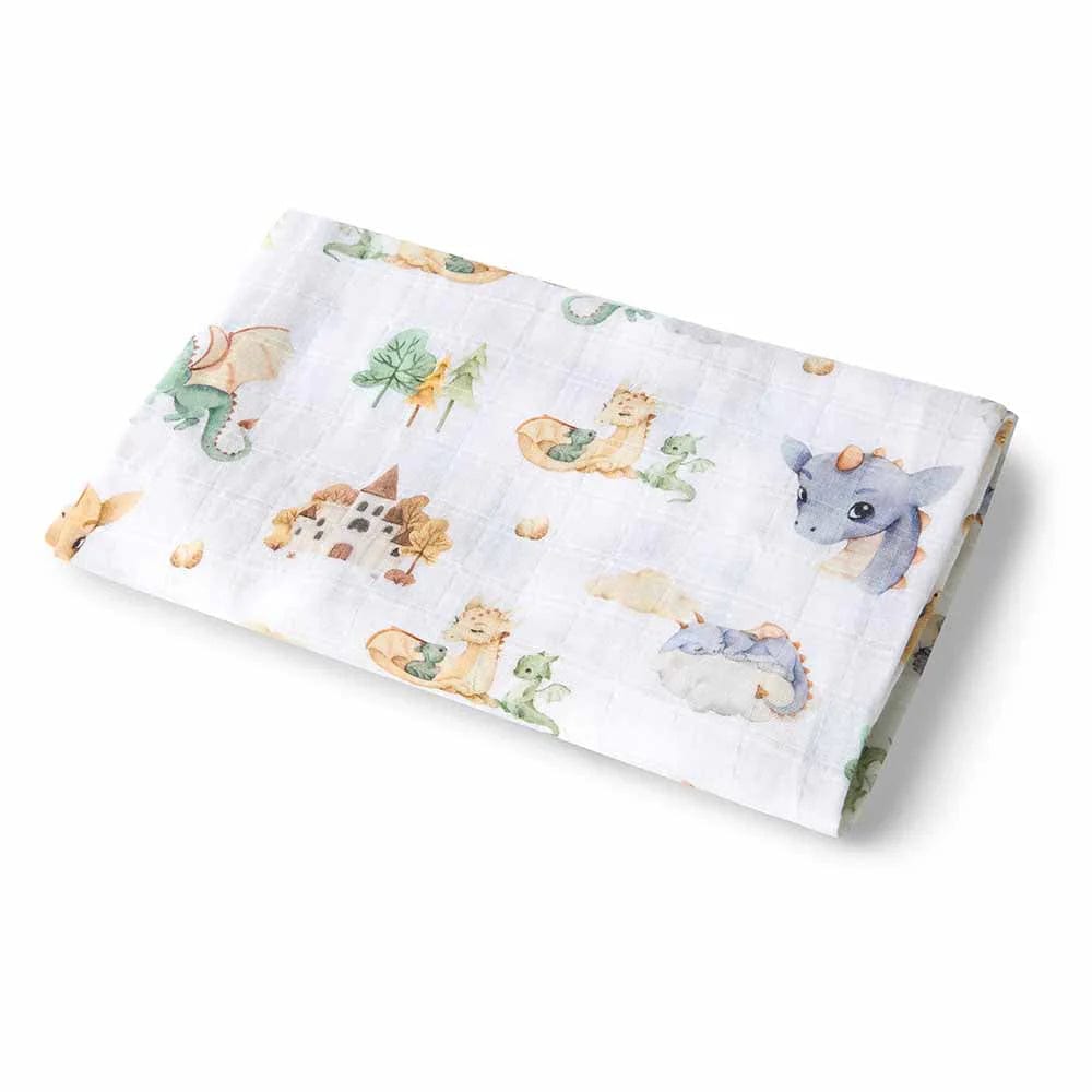 Snuggle Hunny Kids Linen Sheets Dragon Organic Muslin Wrap