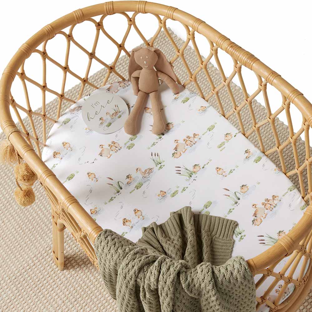 Snuggle Hunny Kids Linen Sheets Duck Pond Organic Bassinet Sheet / Change Pad Cover