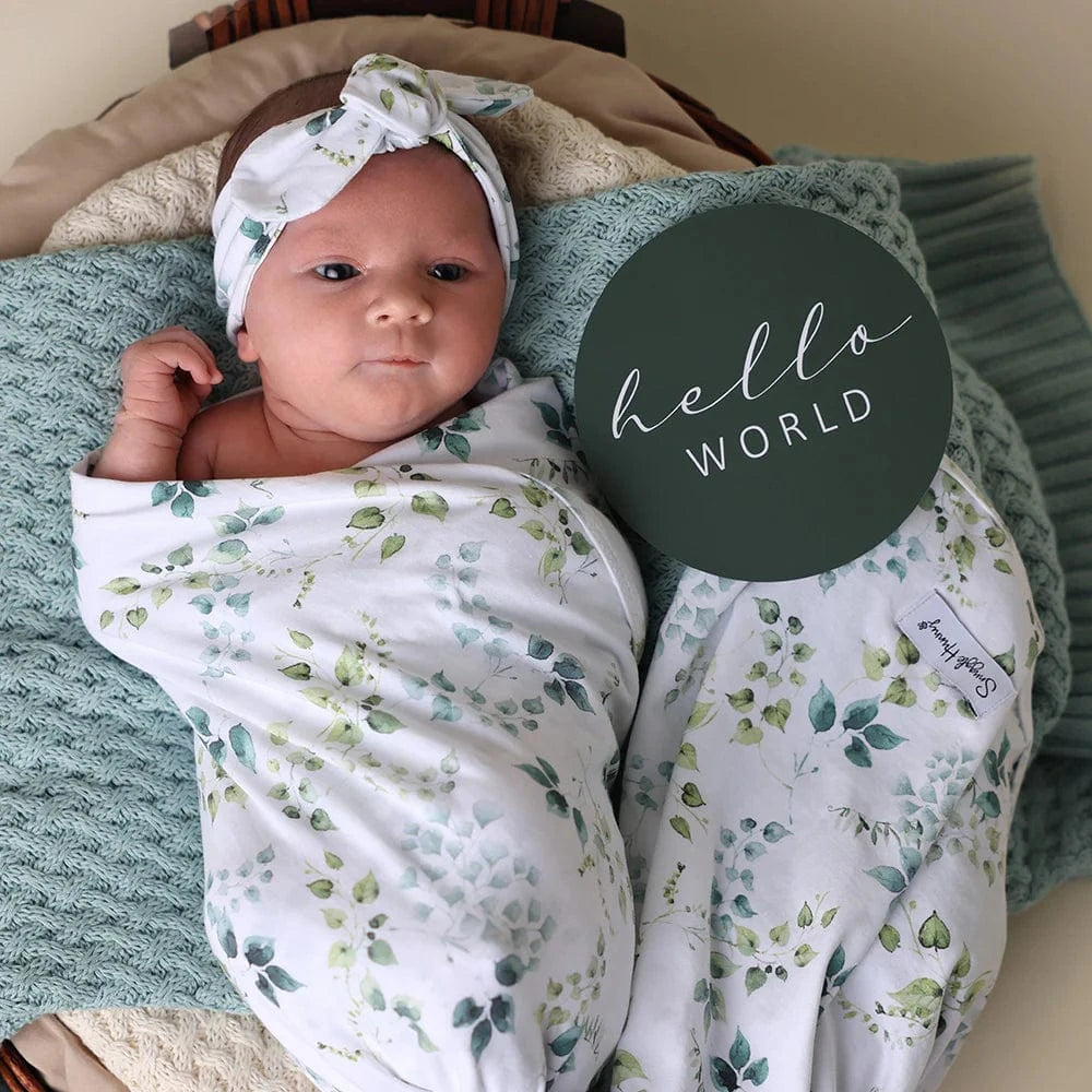 Snuggle Hunny Kids Linen Sheets Eden Organic Jersey Wrap & Topknot Set