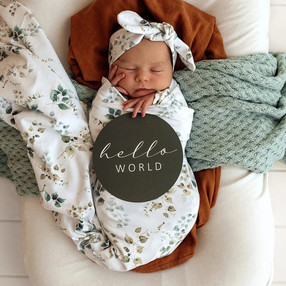 Snuggle Hunny Kids Linen Sheets Eden Organic Jersey Wrap & Topknot Set