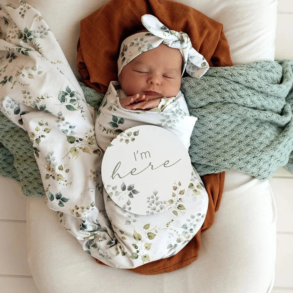 Snuggle Hunny Kids Linen Sheets Eden Organic Jersey Wrap & Topknot Set