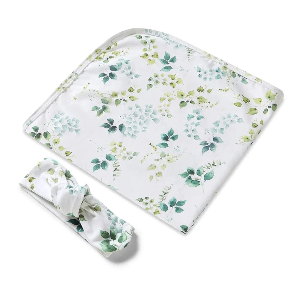Snuggle Hunny Kids Linen Sheets Eden Organic Jersey Wrap & Topknot Set