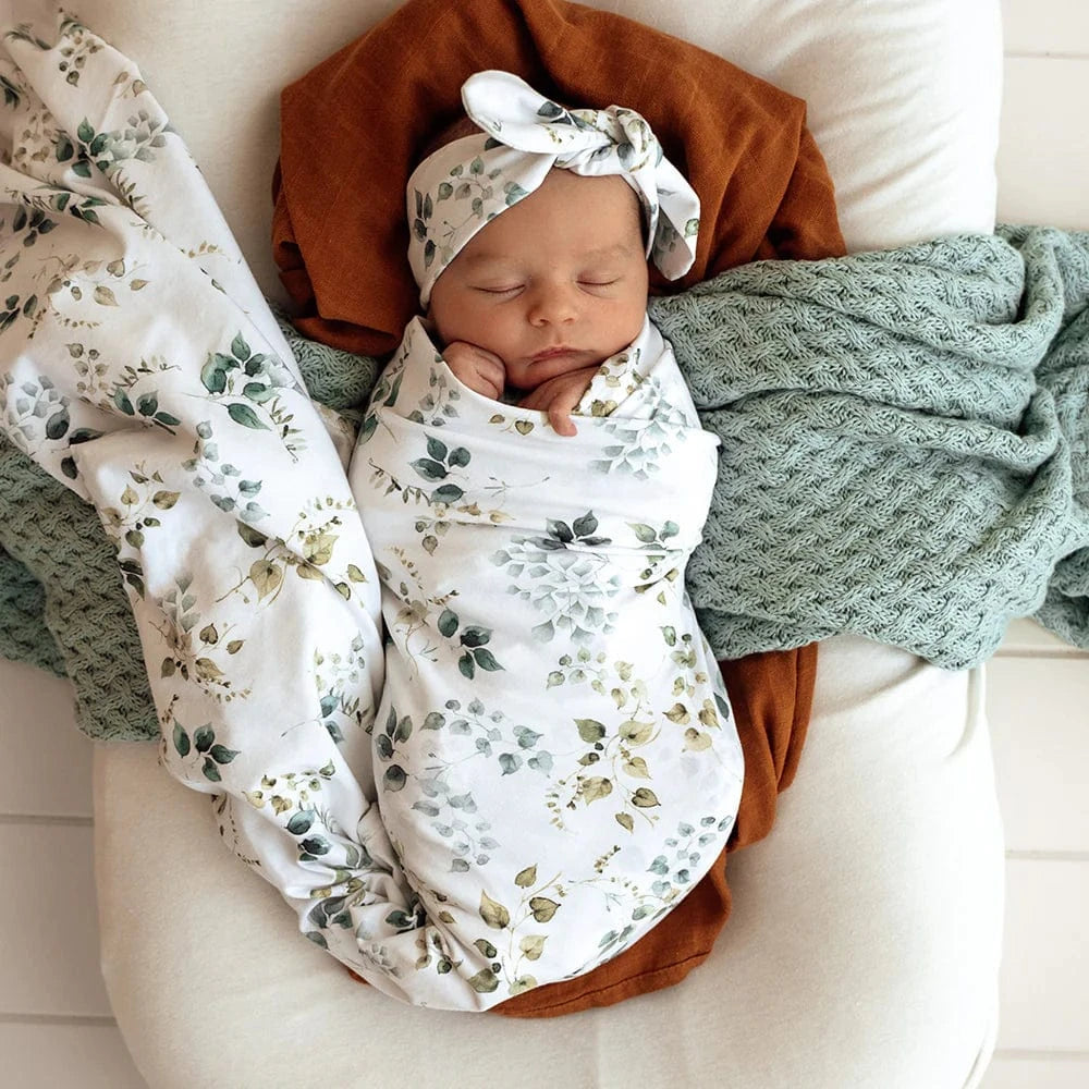 Snuggle Hunny Kids Linen Sheets Eden Organic Jersey Wrap & Topknot Set