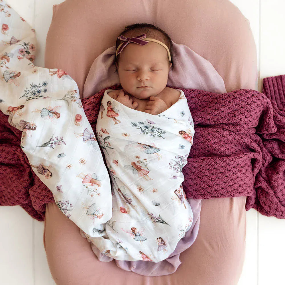 Snuggle Hunny Kids Linen Sheets Fairy Garden Organic Muslin Wrap