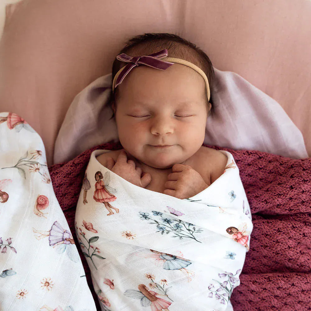 Snuggle Hunny Kids Linen Sheets Fairy Garden Organic Muslin Wrap