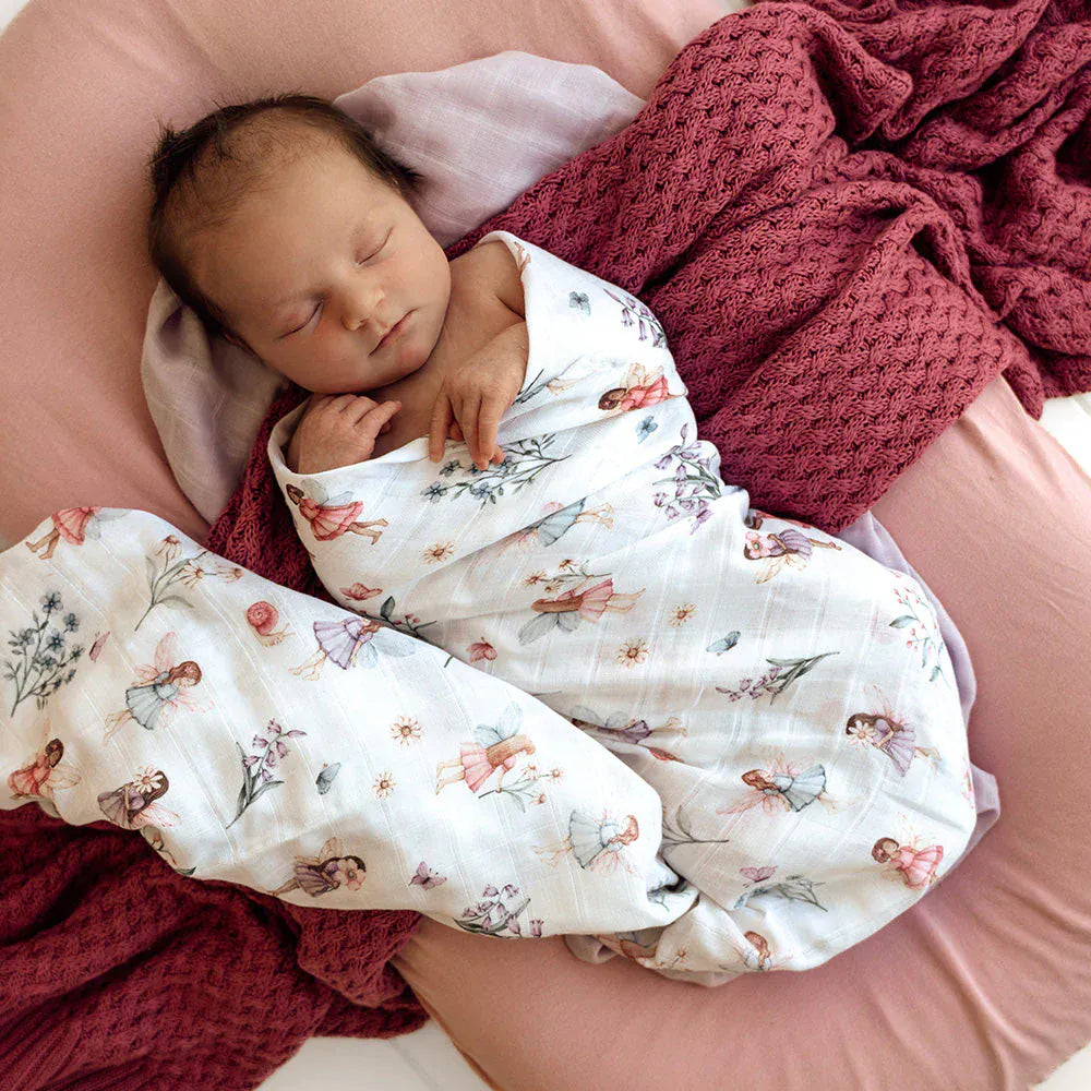 Snuggle Hunny Kids Linen Sheets Fairy Garden Organic Muslin Wrap