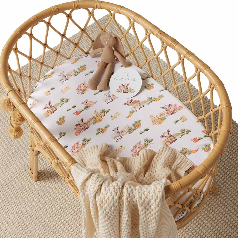 Snuggle Hunny Kids Linen Sheets Farm Organic Bassinet Sheet / Change Pad Cover