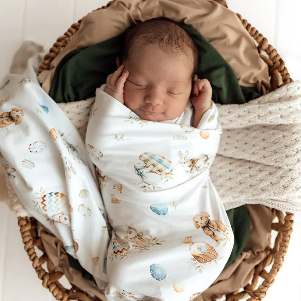 Snuggle Hunny Kids Linen Sheets Flopsy Bunnies Organic Jersey Wrap & Beanie Set