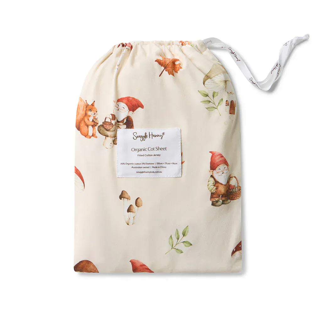 Snuggle Hunny Kids Linen Sheets Gnomes Organic Fitted Cot Sheet