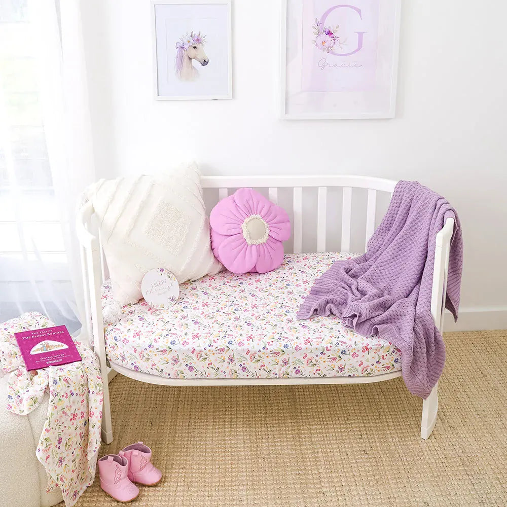 Snuggle Hunny Kids Linen Sheets Gracie Organic Fitted Cot Sheet