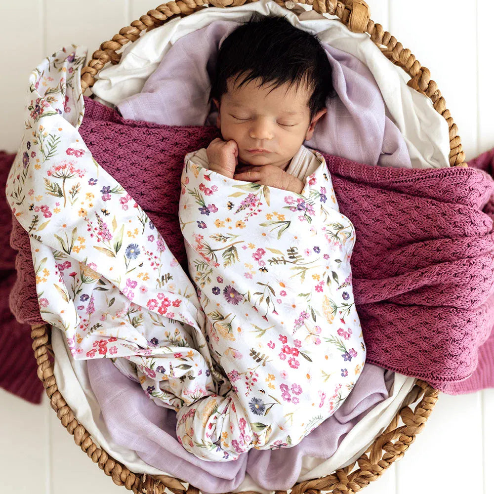 Snuggle Hunny Kids Linen Sheets Gracie Organic Jersey Wrap & Topknot Set