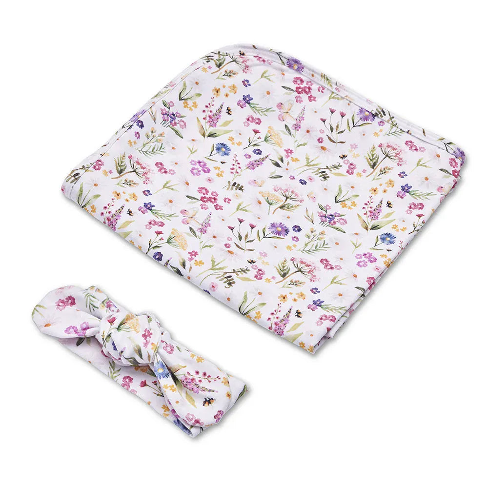 Snuggle Hunny Kids Linen Sheets Gracie Organic Jersey Wrap & Topknot Set