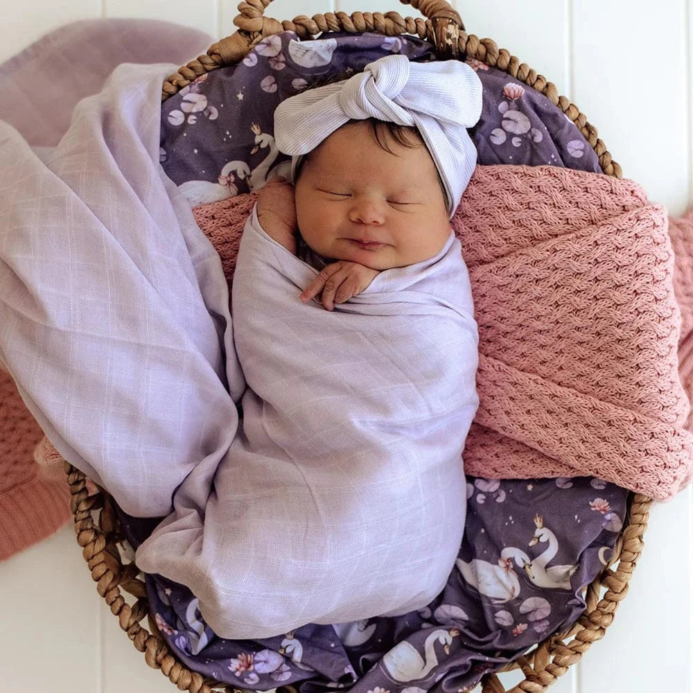 Snuggle Hunny Kids Linen Sheets Lavender Organic Muslin Wrap