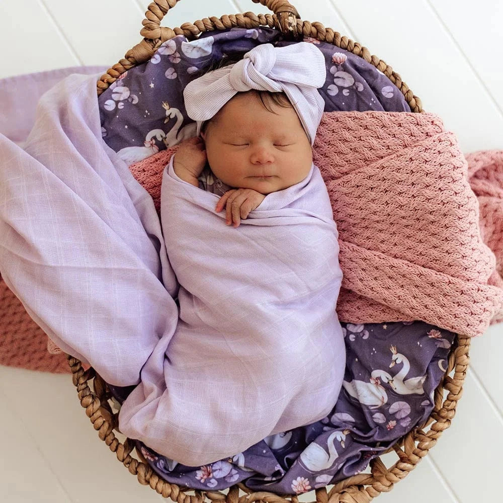 Snuggle Hunny Kids Linen Sheets Lavender Organic Muslin Wrap