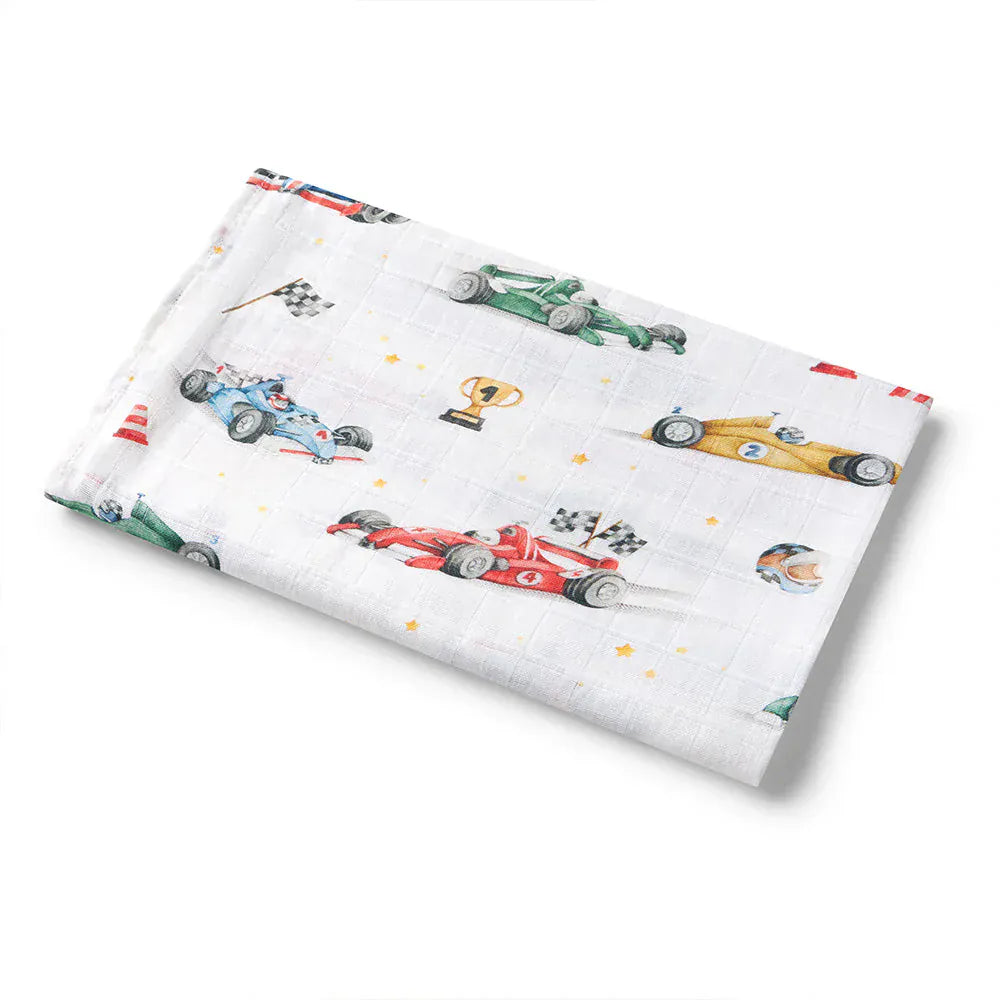 Snuggle Hunny Kids Linen Sheets Little Racers Organic Muslin Wrap