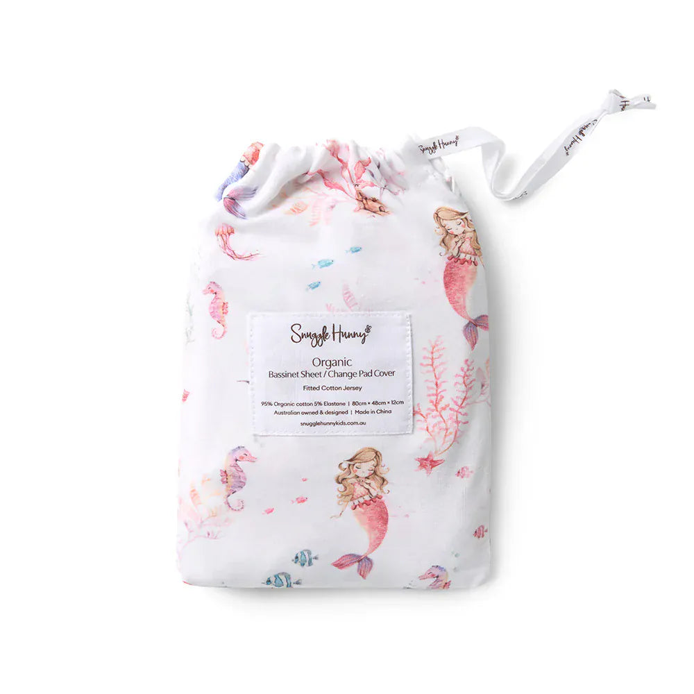 Snuggle Hunny Kids Linen Sheets Mermaid Organic Bassinet Sheet / Change Pad Cover