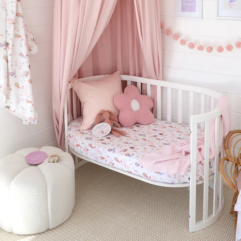 Snuggle Hunny Kids Linen Sheets Mermaid Organic Fitted Cot Sheet