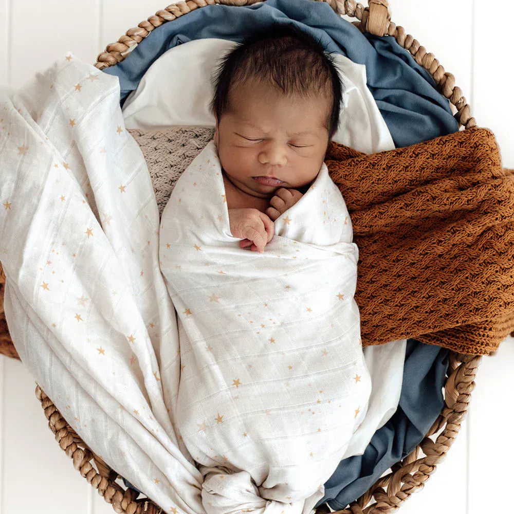 Snuggle Hunny Kids Linen Sheets Stardust Organic Muslin Wrap